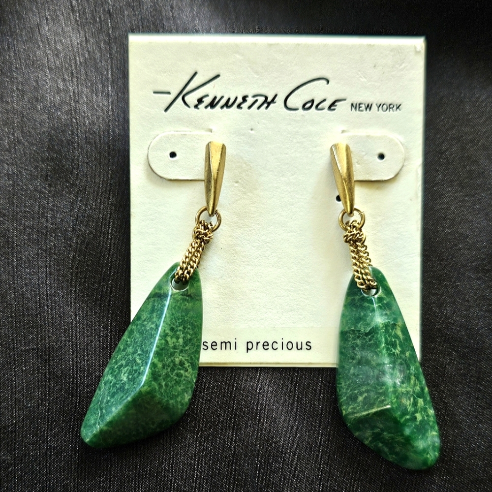 Kenneth Cole Green Semi-Precious Drop Earrings